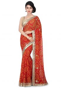 Bandhej Georgette Saree in Maroon