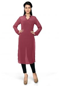 Faux Georgette Kurta in Old Rose