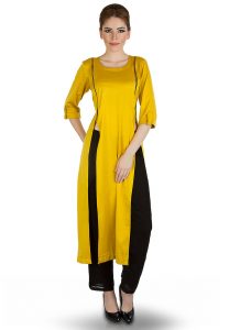 yellow-satin-kurta