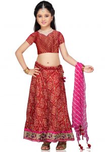 Printed Crepe Lehenga Sets in Red