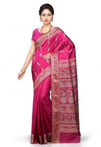 Pure Baluchari Handloom Silk Saree in Fuchsia