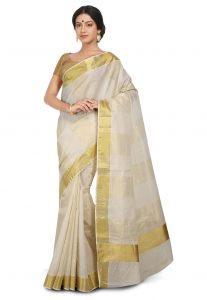 Woven Kerala Kasavu Cotton Saree