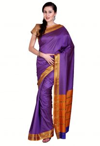 Woven Mangalgiri Cotton Saree in Purple