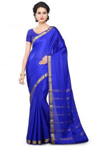 Woven Pure Mysore Silk Saree in Royal Blue