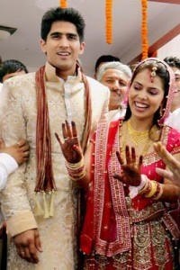 Vijender Singh with Archana marriage pic