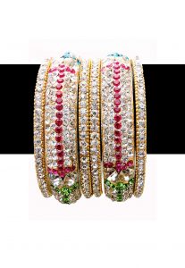 Stone Studded Bangle Set in Multicolor