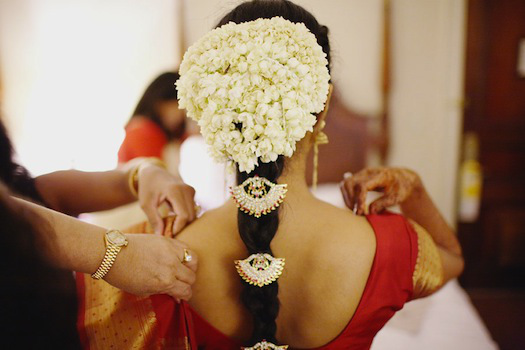Keshapasharachana (Pic Courtesy: utsavpedia.com) Hair decoration is a vital part of the 16 bridal adornments in Hindu wedding.