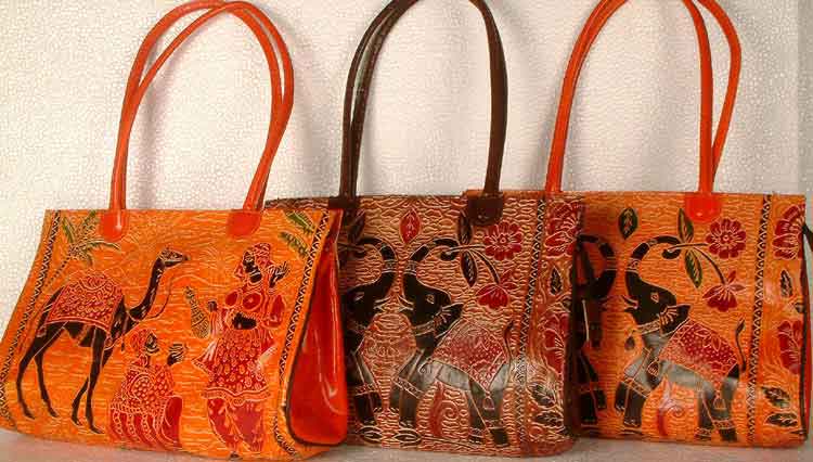 Buy Twin Royal Elephants 100% Pure Shantiniketan Leather Bag Hand Painted  Embossed Hippie Boho Women's India Online in India - Etsy