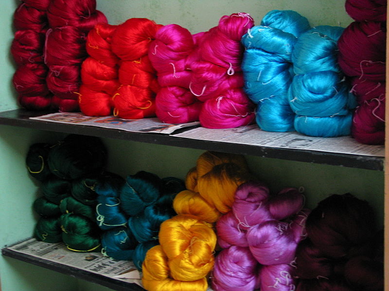 Shiny Silk Yams Ready to Weave