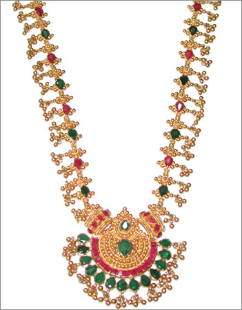 Elegant Uncut Plain Ruby Necklace - Modi Pearls