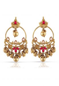 Beaded Earrings in Fuchsia and Golden