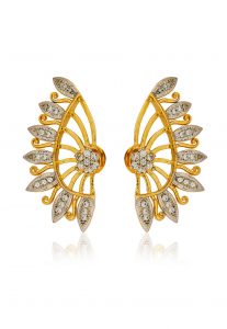 Golden and White American Diamond Studded Ear Cuffs