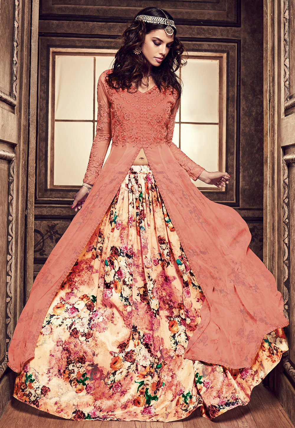 georgette gown with jacket